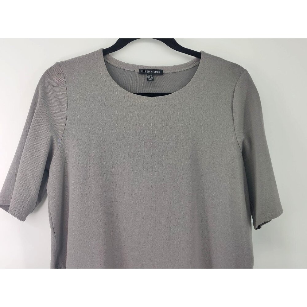 Eileen Fisher Gray Side Zip Tunic Dress Short Sleeve Size M - Picture 2 of 9
